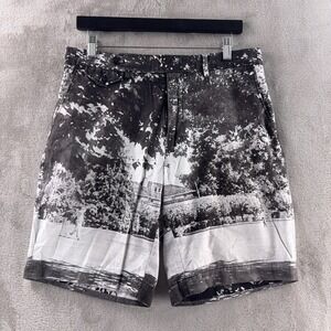 Polo Golf Ralph Lauren Scenic Print Shorts Mens Size 32 Black White Landscape